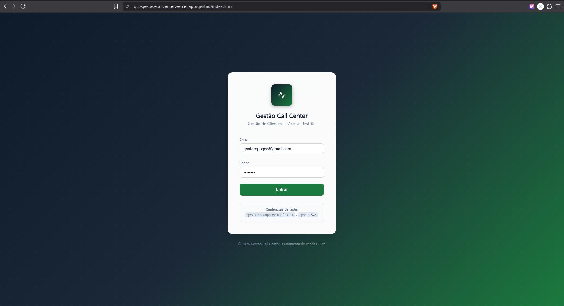 Página de login (alternativa)